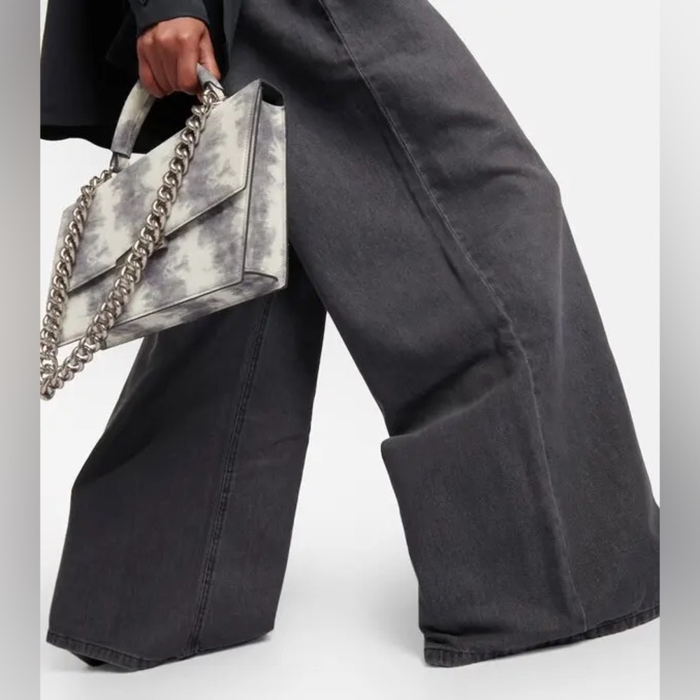 The Frankie Shop Wide-Leg Pants in Charcoal Gray
